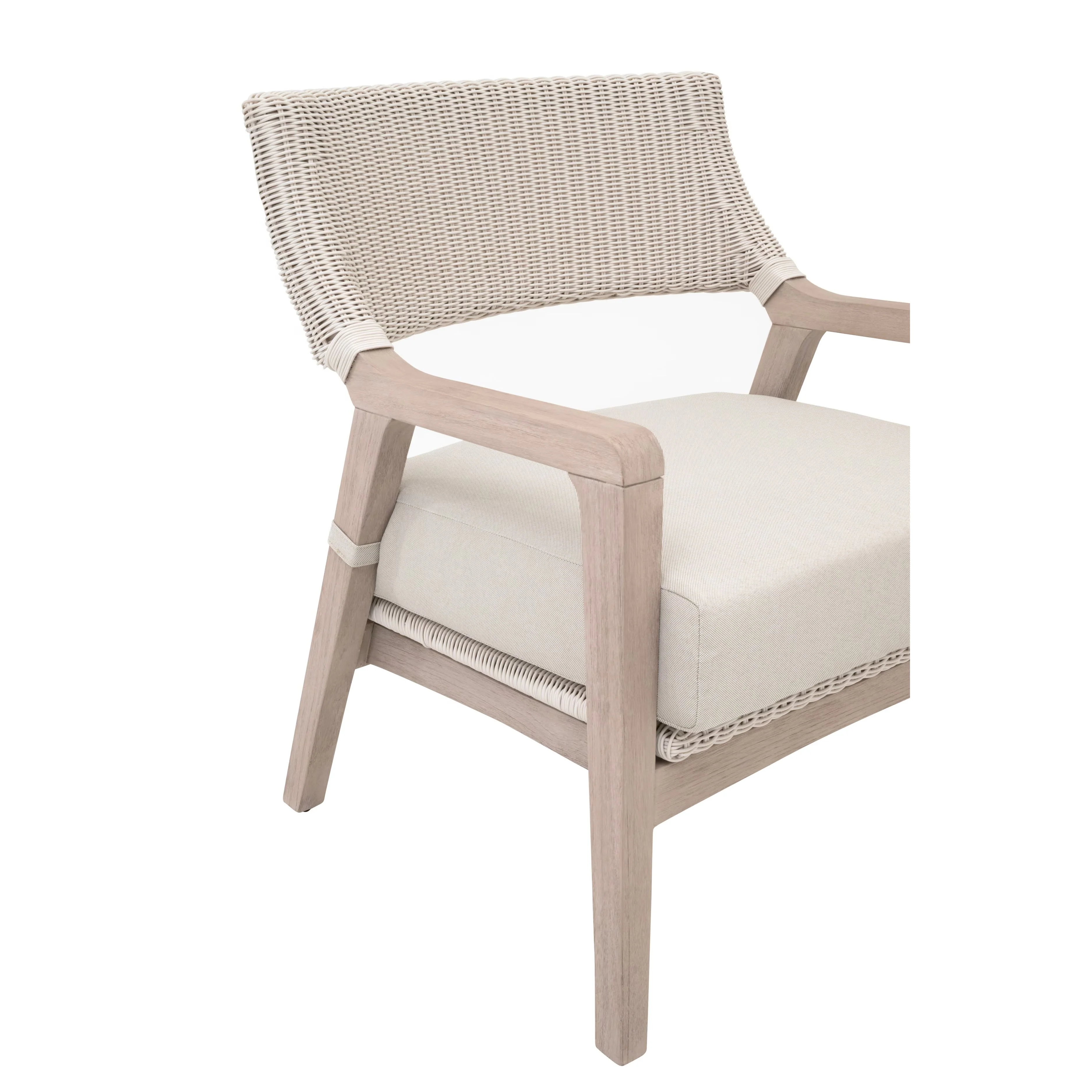Essentials For Living Lucia Outdoor Club Chair ~ Pure White Synthetic Wicker, Performance Stone, Washed Ever Teak - Image 8