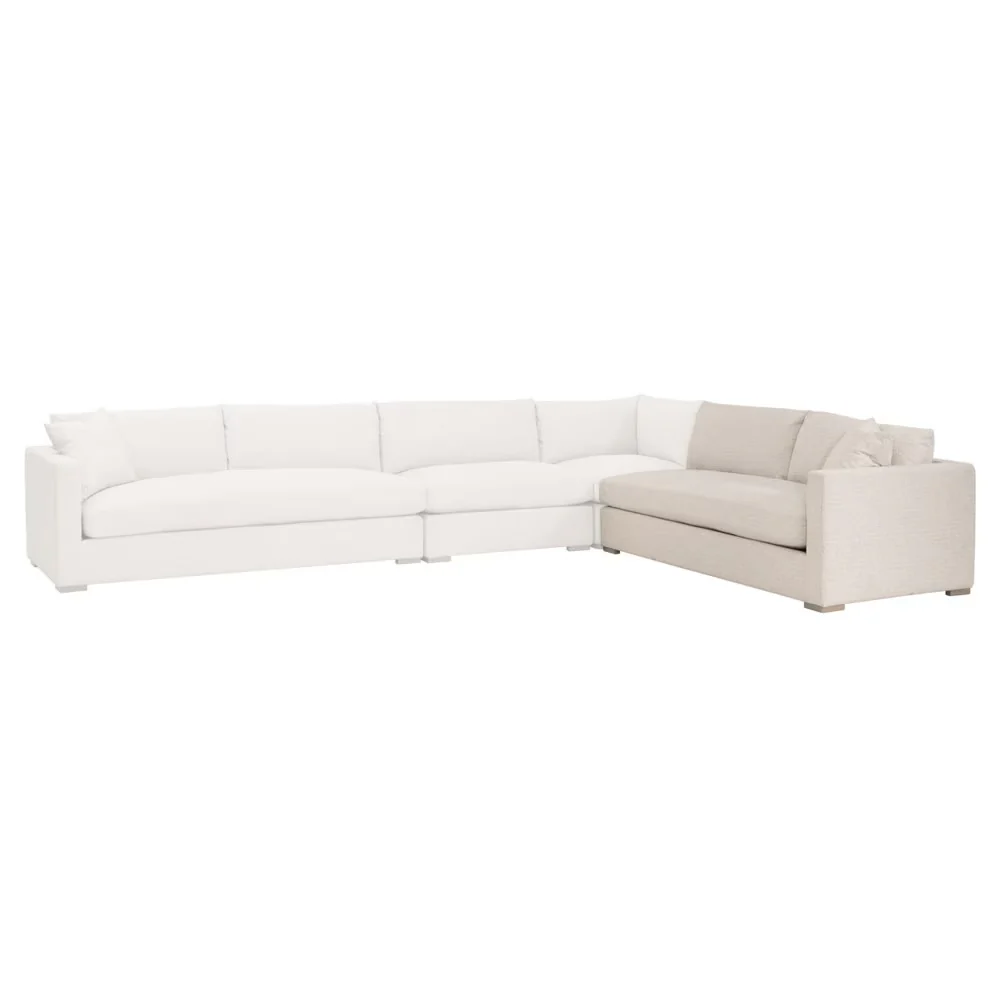 Essentials For Living Newport Outdoor Modular 2- Seat Right Track Arm Sofa ~ LiveSmart Shapiro-Sand With Desert Accoya Legs - Image 4