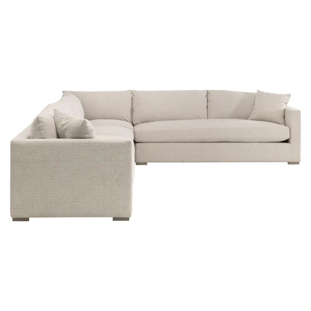 Essentials For Living Newport Outdoor Modular 2- Seat Right Track Arm Sofa ~ LiveSmart Shapiro-Sand With Desert Accoya Legs - Image 7