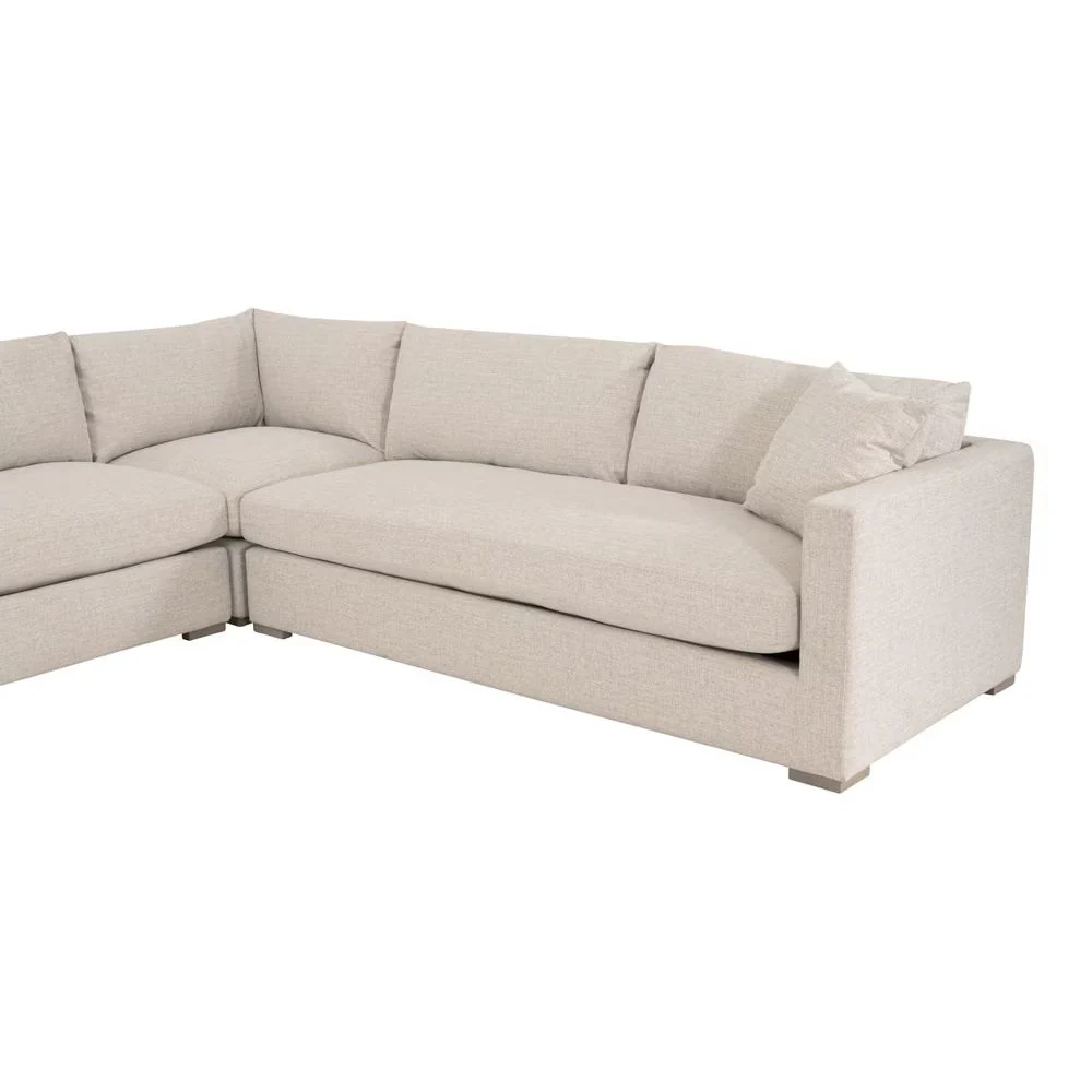 Essentials For Living Newport Outdoor Modular Corner Chair ~ LiveSmart Shapiro-Sand With Desert Accoya Legs - Image 9