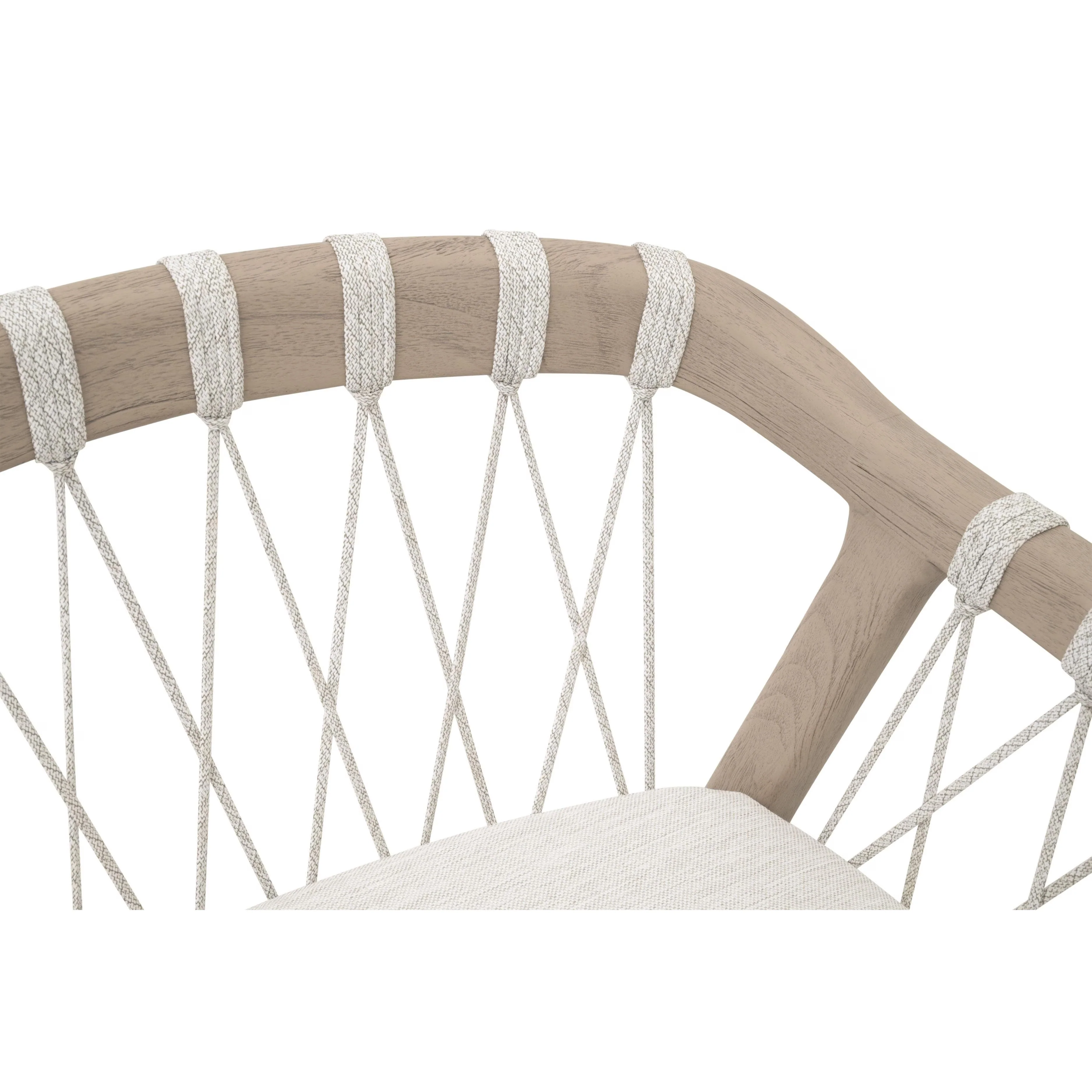 Essentials For Living Pacific Outdoor Counter Stool ~ White Speckle Flat Rope, Performance White Speckle, Washed Ever Teak - Image 7