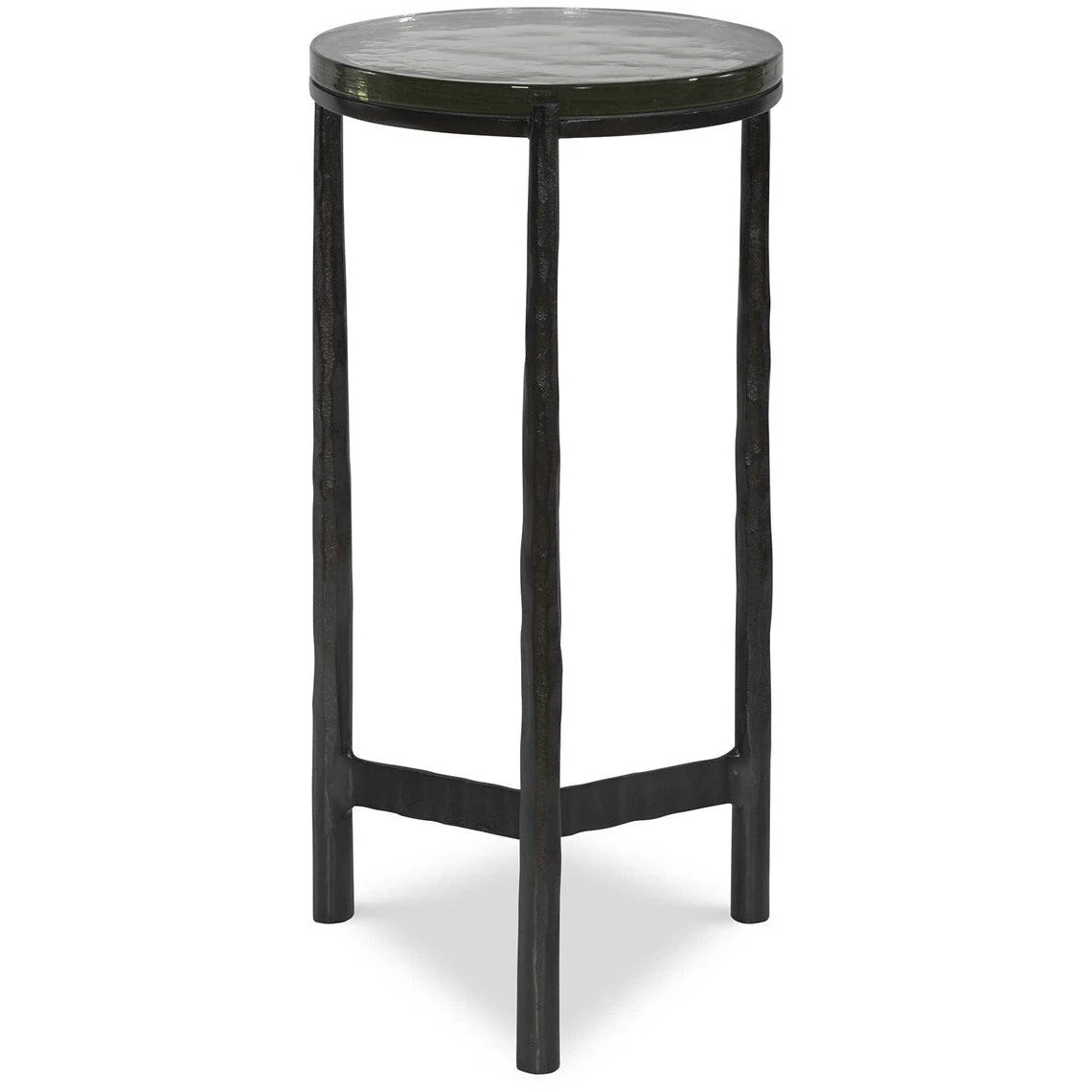 Uttermost Eternity Textured Art Glass Top With Gunmetal Iron Modern Round Accent Table - Image 4