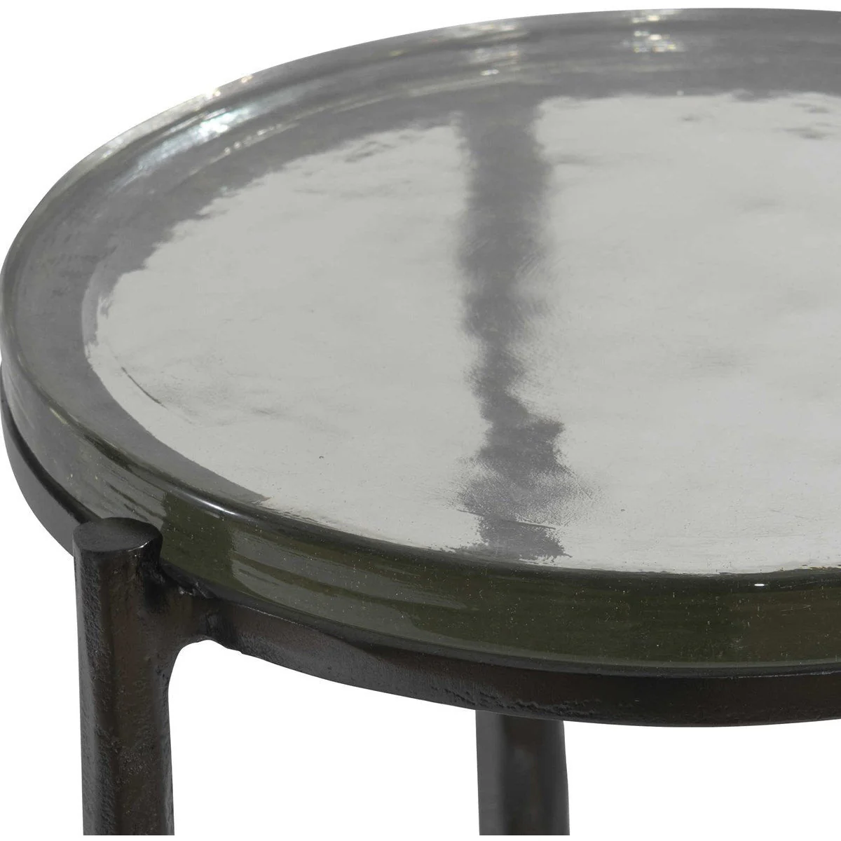 Uttermost Eternity Textured Art Glass Top With Gunmetal Iron Modern Round Accent Table - Image 5