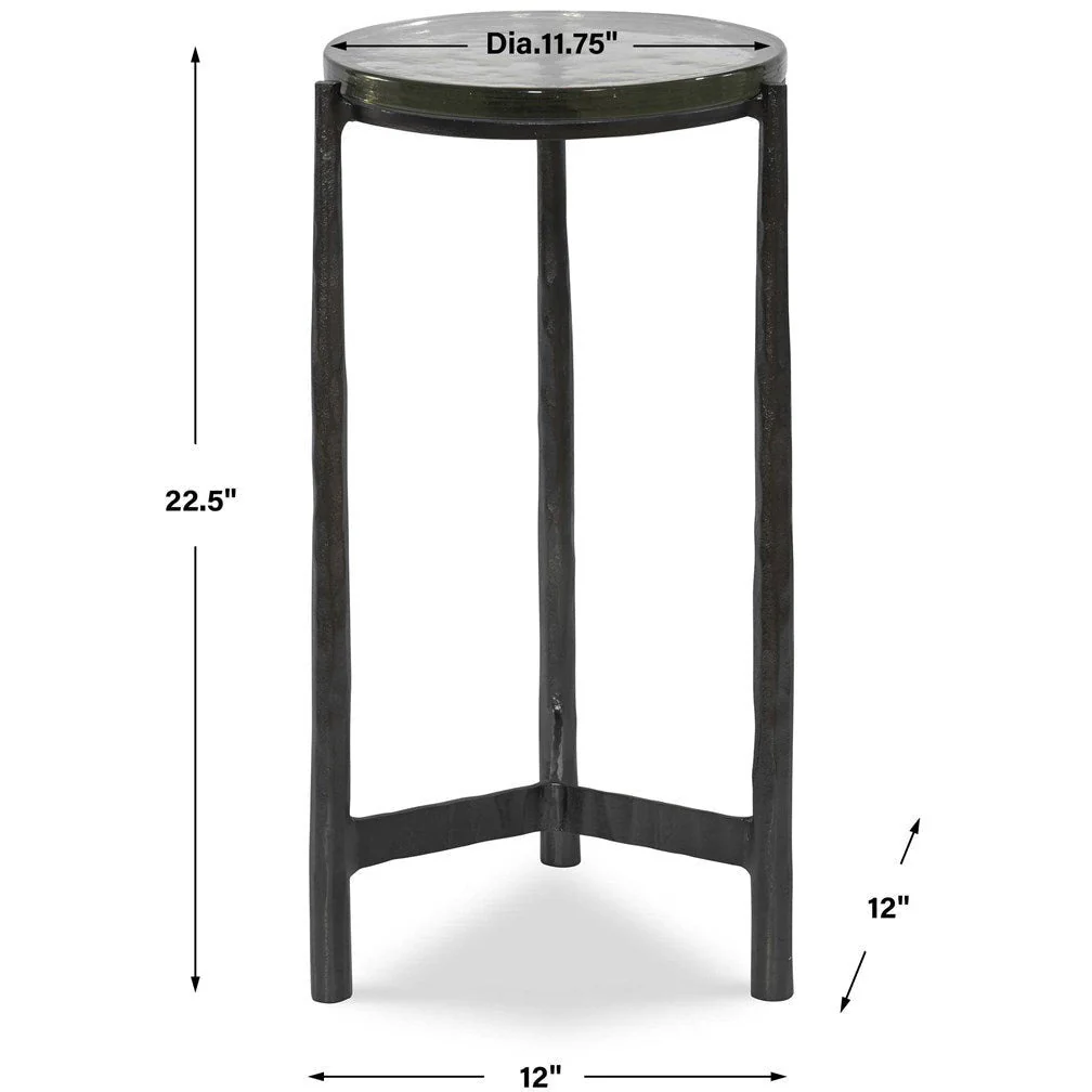 Uttermost Eternity Textured Art Glass Top With Gunmetal Iron Modern Round Accent Table - Image 6