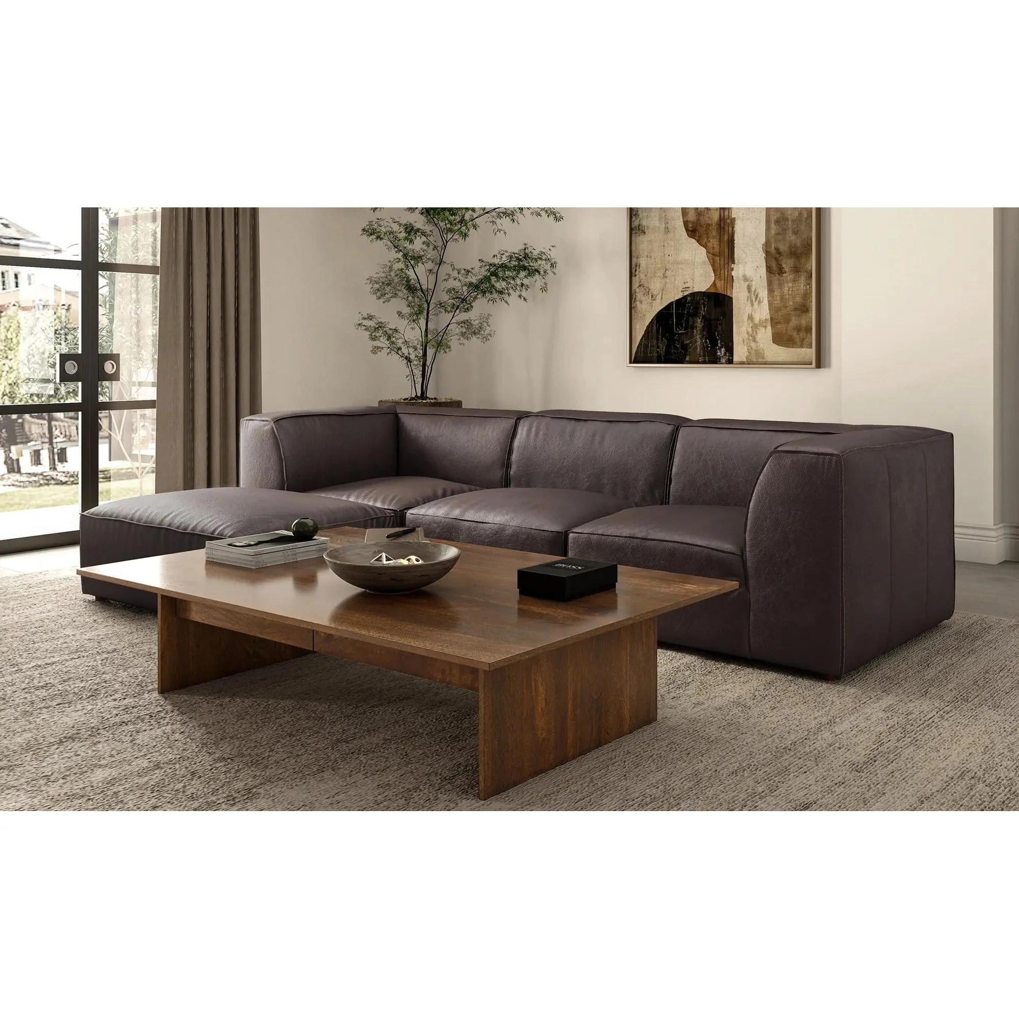 Moe’s Home Collection Form Espresso Brown Ottoman - Image 3