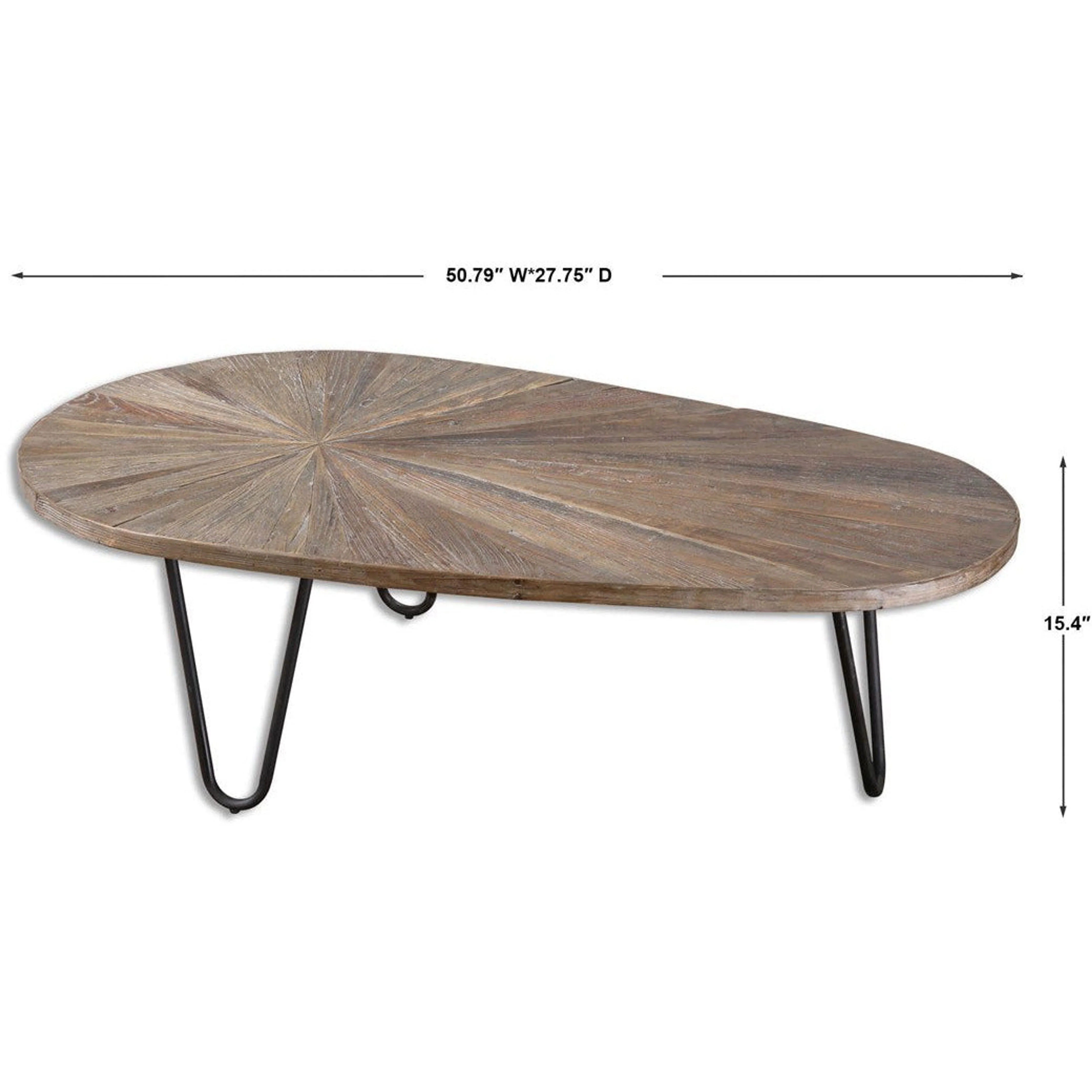 Uttermost Leveni Reclaimed Weathered Gray Wash Wood and Black Iron Rustic Modern Coffee Table - Image 6