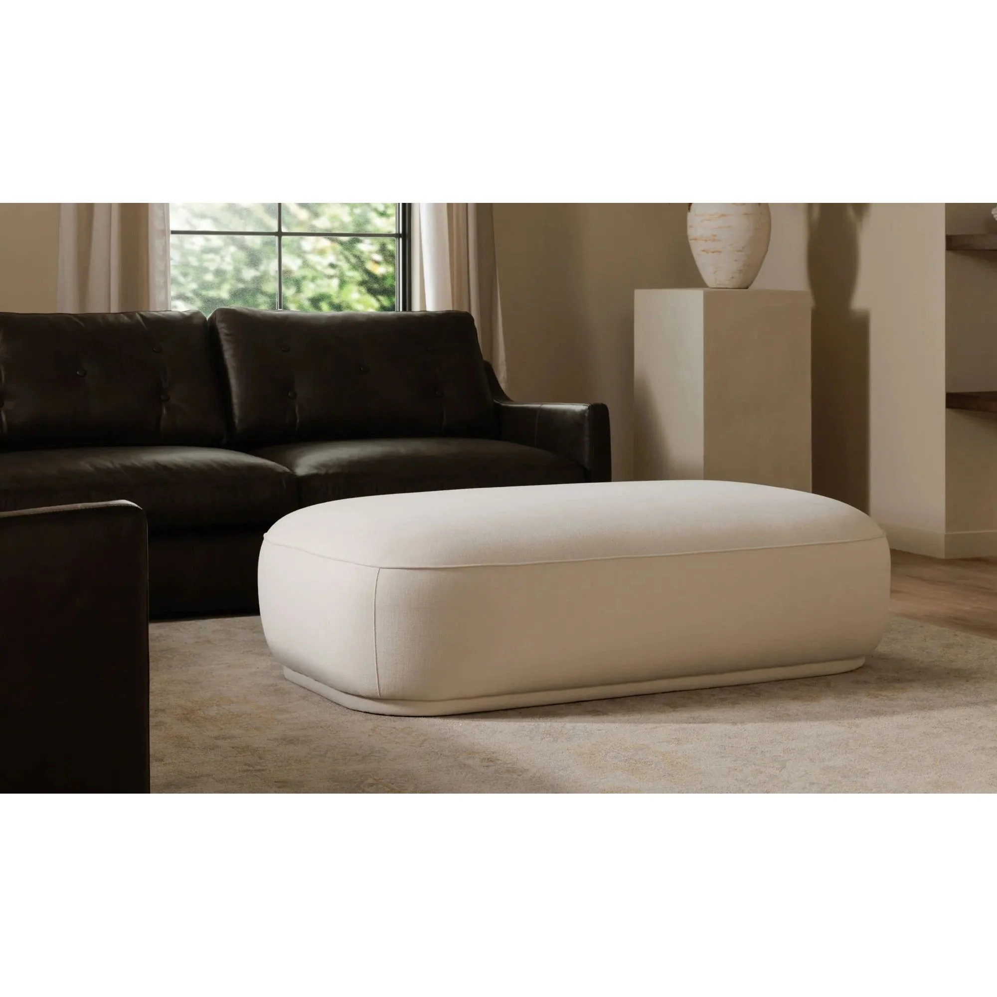 Moe’s Home Collection Marion Rectangular White Ottoman - Image 3