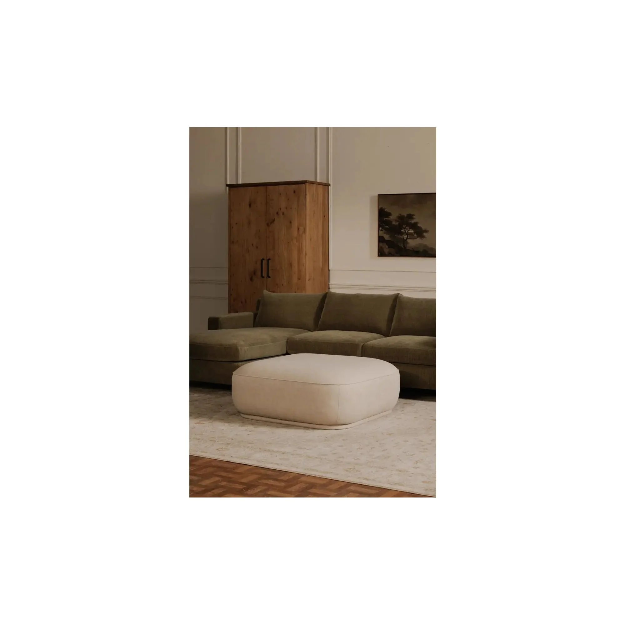Moe’s Home Collection Marion Beige Square Ottoman - Image 3