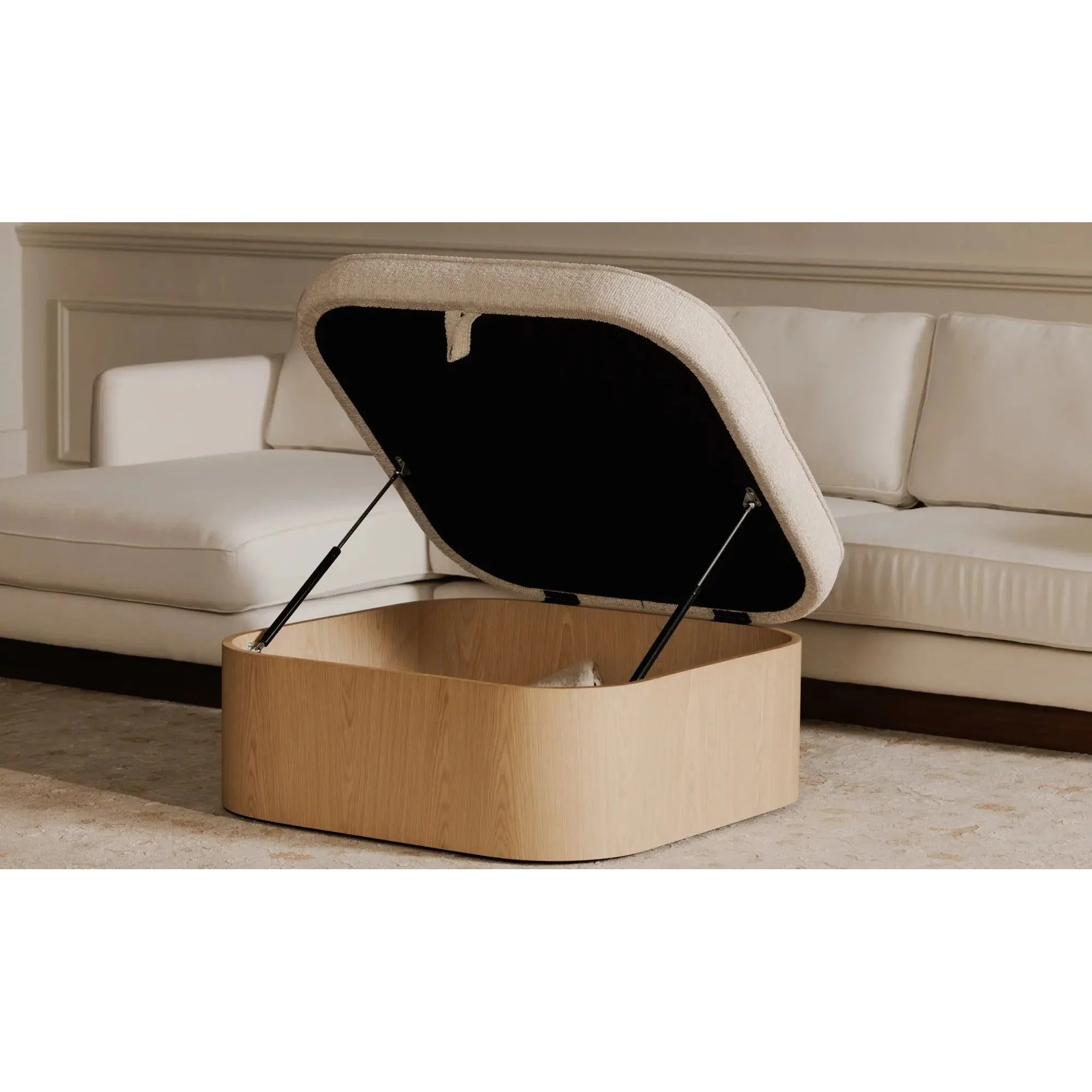 Moe’s Home Collection Sonny Flecked Oatmeal Storage Ottoman - Image 3