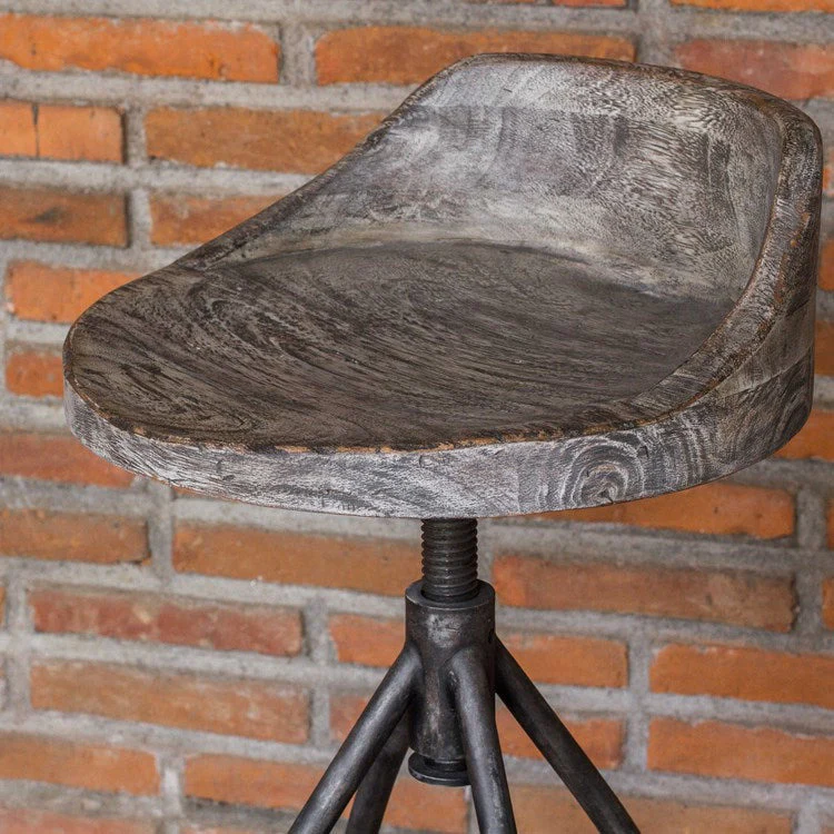 Uttermost Kairu Driftwood Counter Stool With Industrial Iron Base - Image 4