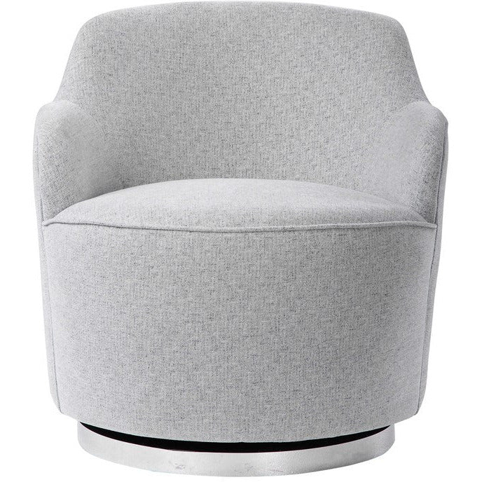 Uttermost Hobart Stone Linen Swivel Chair With Stainless Steel Base - Image 3