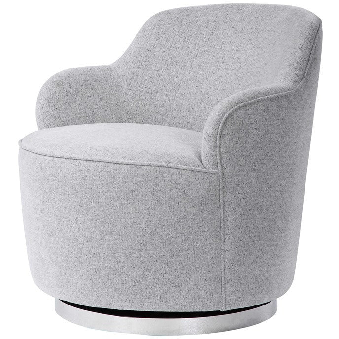 Uttermost Hobart Stone Linen Swivel Chair With Stainless Steel Base - Image 4