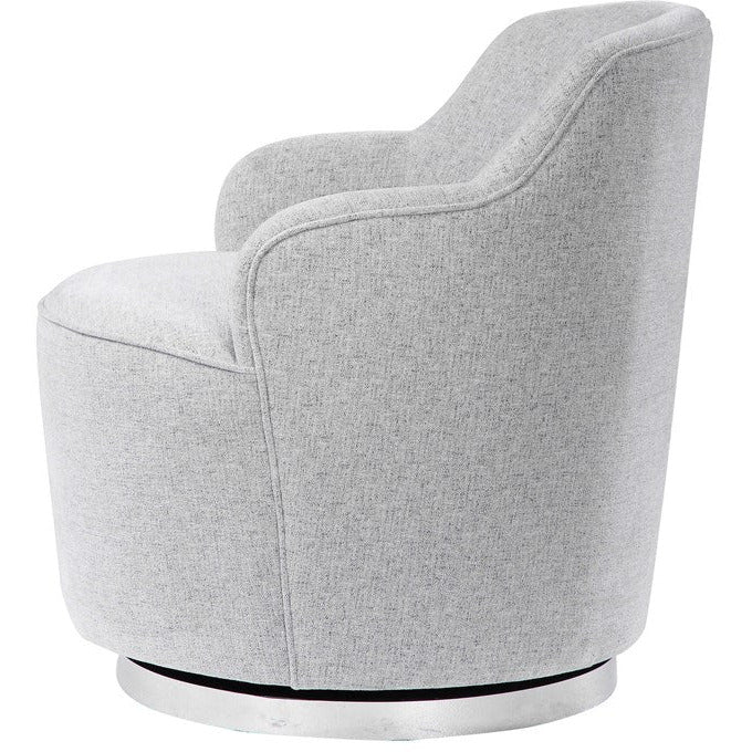 Uttermost Hobart Stone Linen Swivel Chair With Stainless Steel Base - Image 5