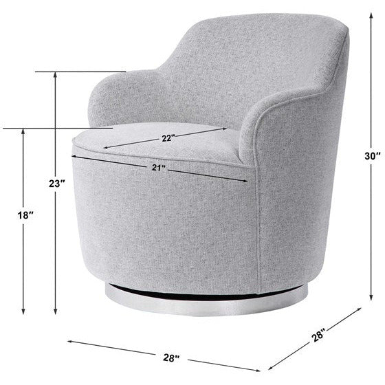 Uttermost Hobart Stone Linen Swivel Chair With Stainless Steel Base - Image 9