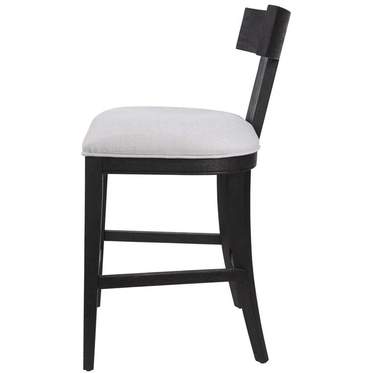 Uttermost Idris White Performance Fabric Charcoal Black Wood Counter Stool - Image 4