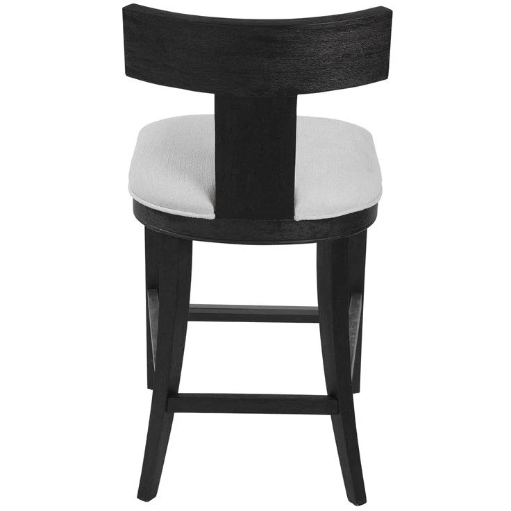 Uttermost Idris White Performance Fabric Charcoal Black Wood Counter Stool - Image 5